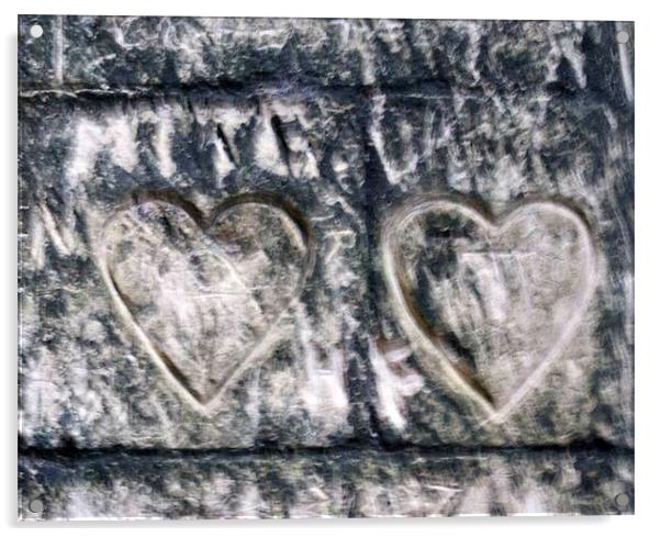 Stone hearts Acrylic by Sheryl Brown
