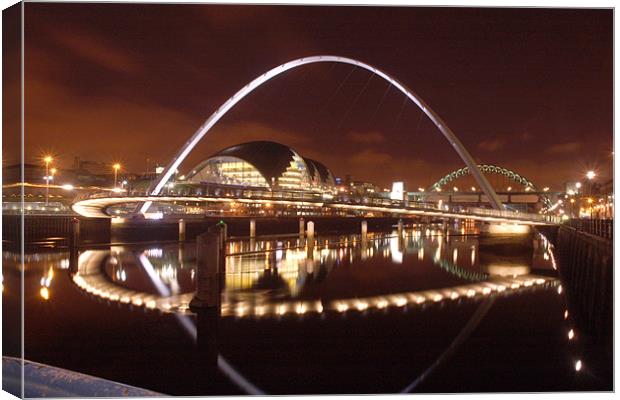 Newcastle Quayside at night Canvas Print by Gail Johnson