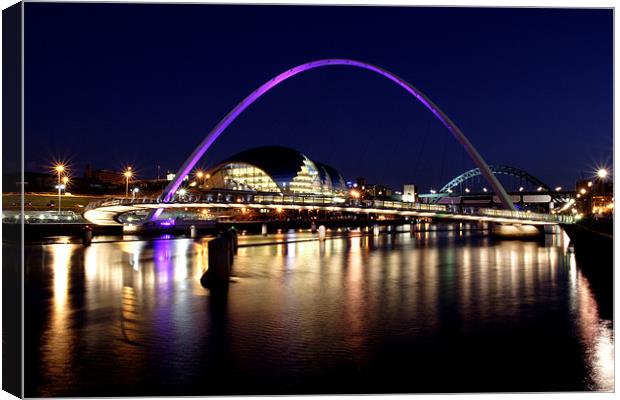 Newcastle Quayside at night Canvas Print by Gail Johnson
