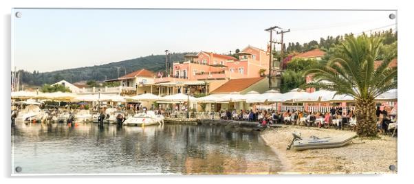 Fiscardo waterfront facing Elli's restaurant Acrylic by Naylor's Photography