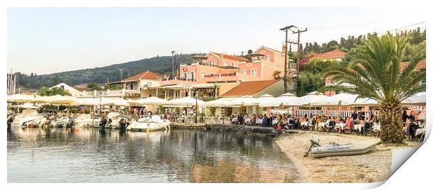 Fiscardo waterfront facing Elli's restaurant Print by Naylor's Photography
