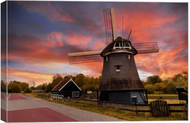 Sunset over a Dutch windmill  Canvas Print by Ankor Light