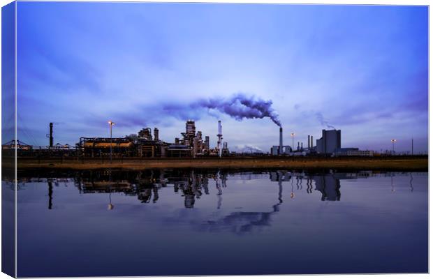 Reflection of refineries and its chimney  Canvas Print by Ankor Light