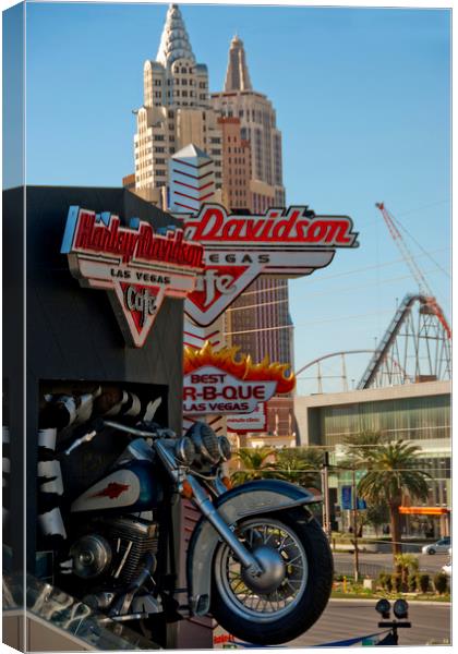Harley Davidson Cafe Las Vegas America Canvas Print by Andy Evans Photos