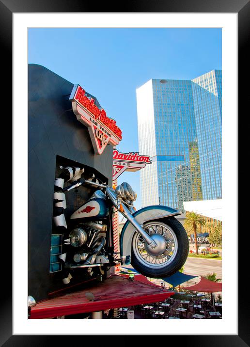 Harley Davidson Cafe Las Vegas America Framed Mounted Print by Andy Evans Photos