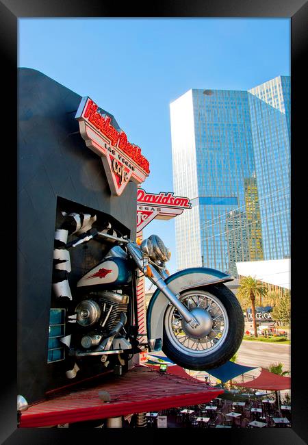 Harley Davidson Cafe Las Vegas America Framed Print by Andy Evans Photos