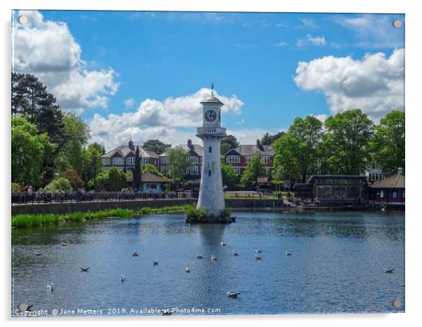 Clock Tower at Roath Park Acrylic by Jane Metters