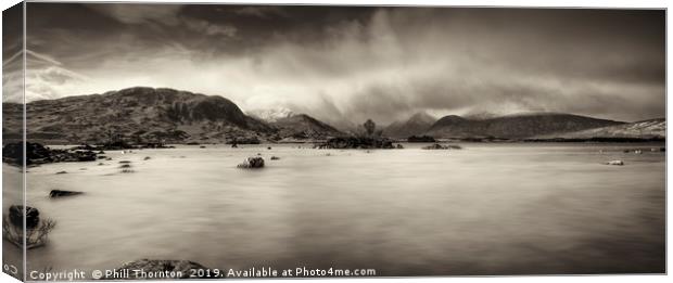 Rannoch Moor No.7 on a stormy afternoon (B&W) Canvas Print by Phill Thornton