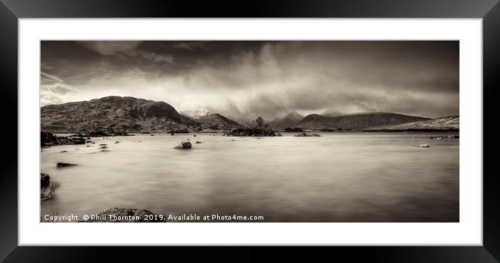 Rannoch Moor No.7 on a stormy afternoon (B&W) Framed Mounted Print by Phill Thornton