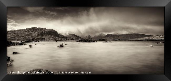 Rannoch Moor No.7 on a stormy afternoon (B&W) Framed Print by Phill Thornton