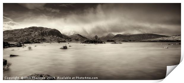 Rannoch Moor No.7 on a stormy afternoon (B&W) Print by Phill Thornton