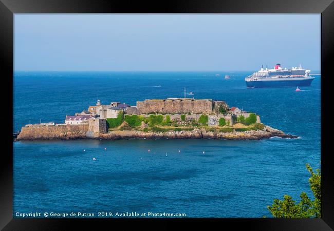 Castle Cornet and the Queen Mary 2 Framed Print by George de Putron
