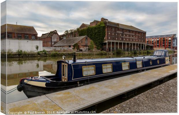 Gloucester Docks Narrowboat Canvas Print by Paul Brewer