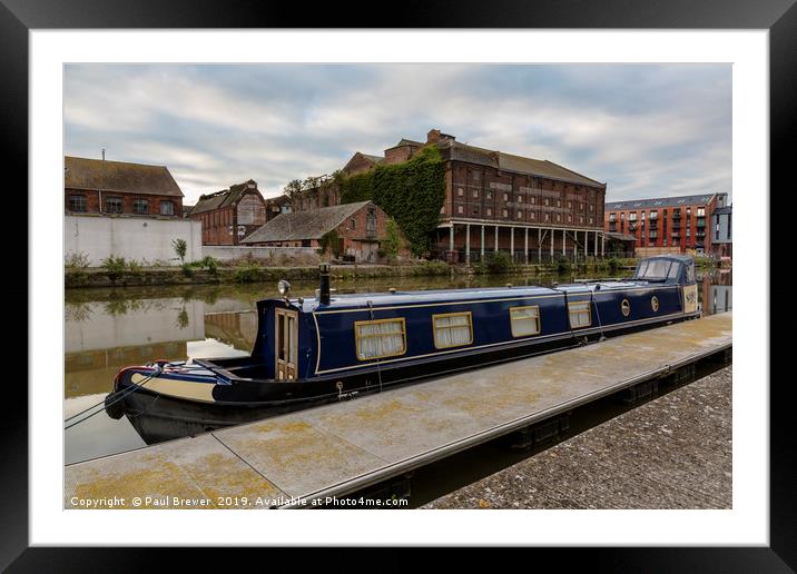 Gloucester Docks Narrowboat Framed Mounted Print by Paul Brewer