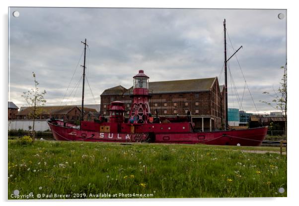Sula Lightship Gloucester Acrylic by Paul Brewer