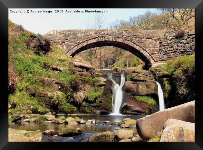 Waterfall at Three Shires Head Framed Print by Andrew Heaps