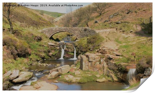 Three Shires Head Majestic Waterfall Amid Pictures Print by Andrew Heaps