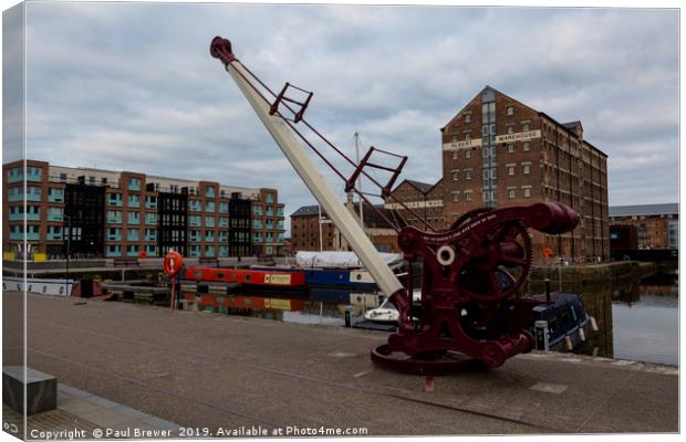 Crane at Gloucester Docks  Canvas Print by Paul Brewer