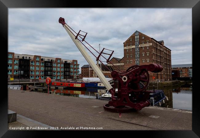 Crane at Gloucester Docks  Framed Print by Paul Brewer