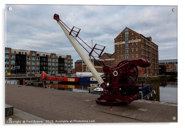 Crane at Gloucester Docks  Acrylic by Paul Brewer