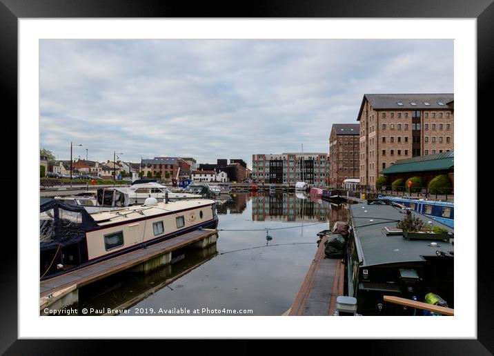Narrowboats in Gloucester Docks  Framed Mounted Print by Paul Brewer