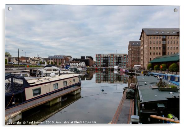Narrowboats in Gloucester Docks  Acrylic by Paul Brewer