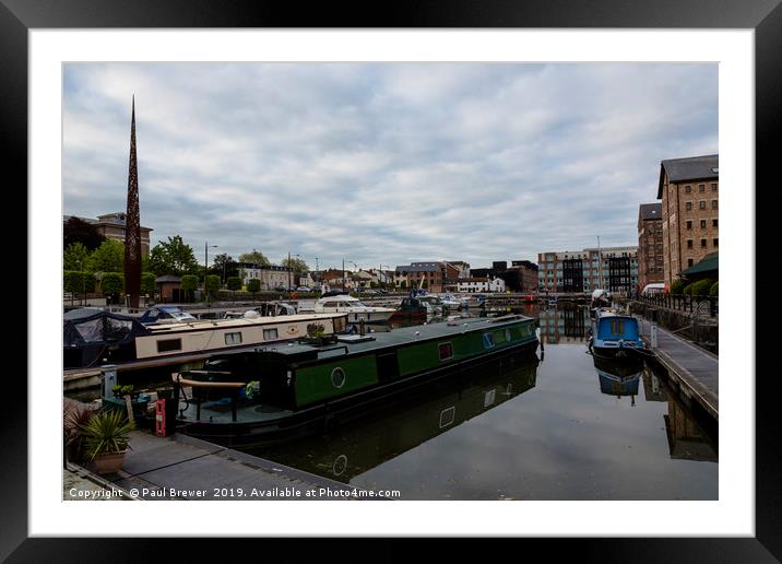 Narrowboats in Gloucester Docks  Framed Mounted Print by Paul Brewer