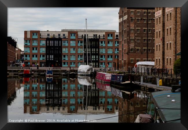 Reflections of Gloucester Docks  Framed Print by Paul Brewer