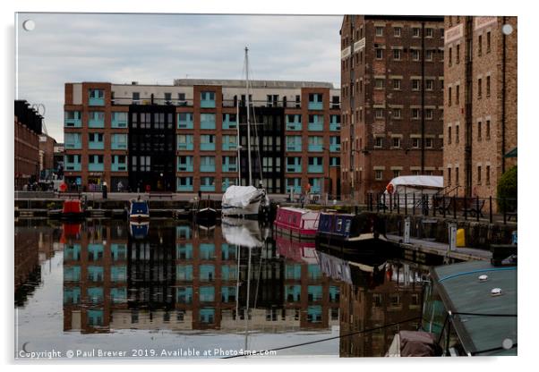 Reflections of Gloucester Docks  Acrylic by Paul Brewer