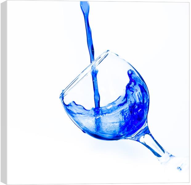 Pouring water into a wine glass Canvas Print by David Strange
