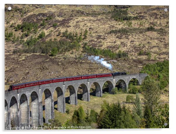 Jacobite Steam Train on the Glenfinnan Viaduct  Acrylic by Philip Pound