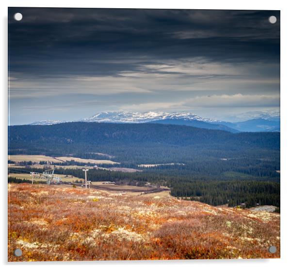 Mountains of Rondane National Park from Kvitfjell  Acrylic by Hamperium Photography