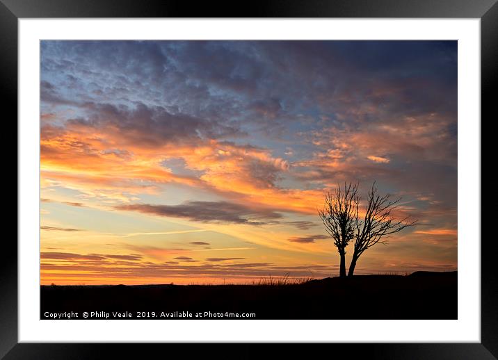 Solitary Silhouette Against Llangynidr Sunset. Framed Mounted Print by Philip Veale