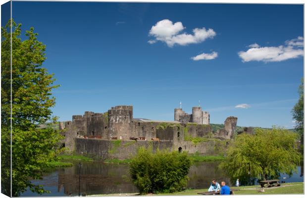 Spring At Caerphilly Castle 2 Canvas Print by Steve Purnell
