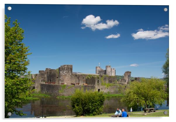Spring At Caerphilly Castle 2 Acrylic by Steve Purnell