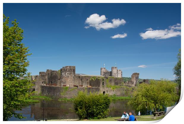 Spring At Caerphilly Castle 2 Print by Steve Purnell