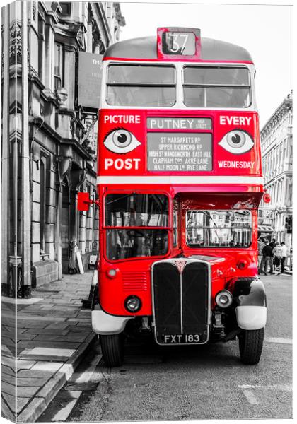 The Bus To Putney Colour Pop Canvas Print by Steve Purnell