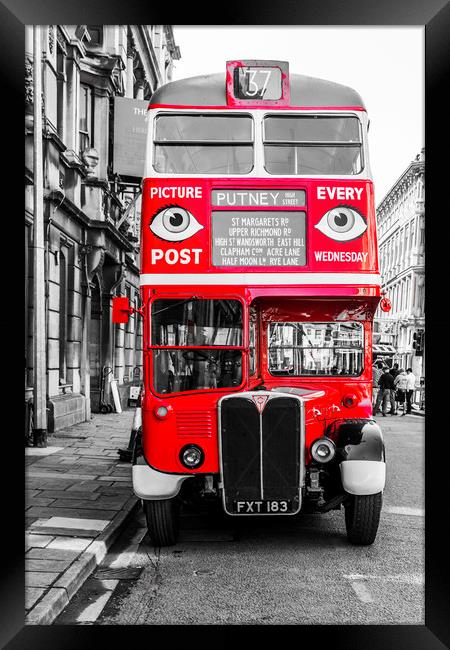 The Bus To Putney Colour Pop Framed Print by Steve Purnell