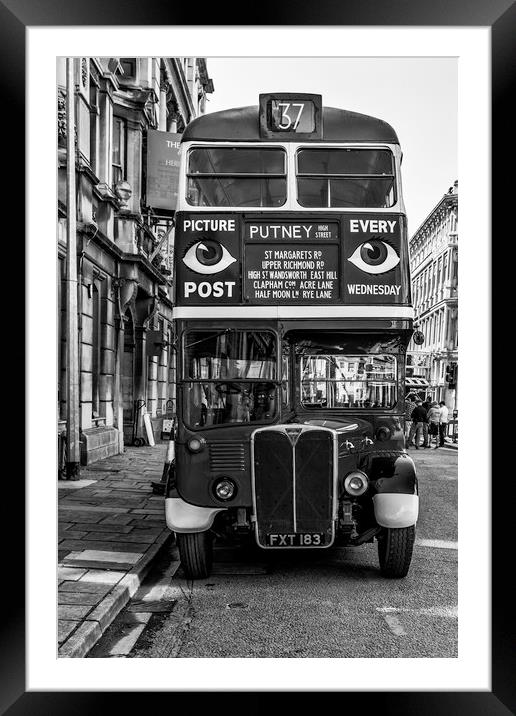 The Bus To Putney Monochrome Framed Mounted Print by Steve Purnell