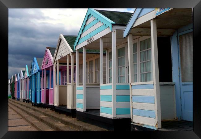 Charming Beach Huts with a View Framed Print by Andy Evans Photos