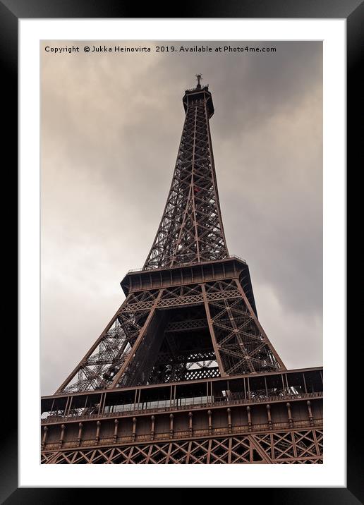 Heavy Clouds Over Eiffel Tower Framed Mounted Print by Jukka Heinovirta