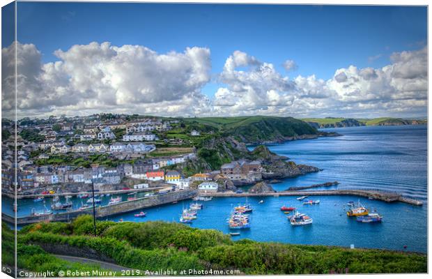Megavissey town and harbour, Cornwall. Canvas Print by Robert Murray