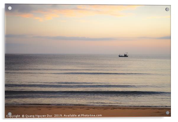 Boat alone in sandy beach Acrylic by Quang Nguyen Duc