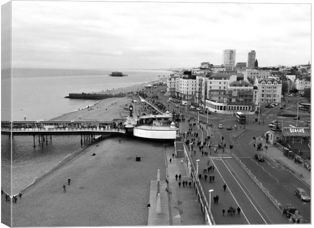 Brighton seafront From Above  Canvas Print by Beryl Curran