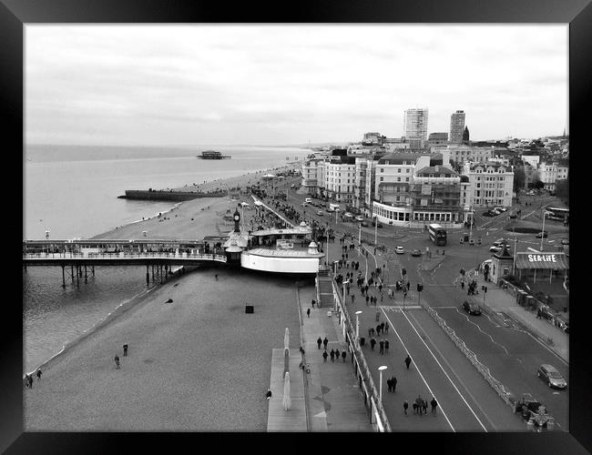 Brighton seafront From Above  Framed Print by Beryl Curran