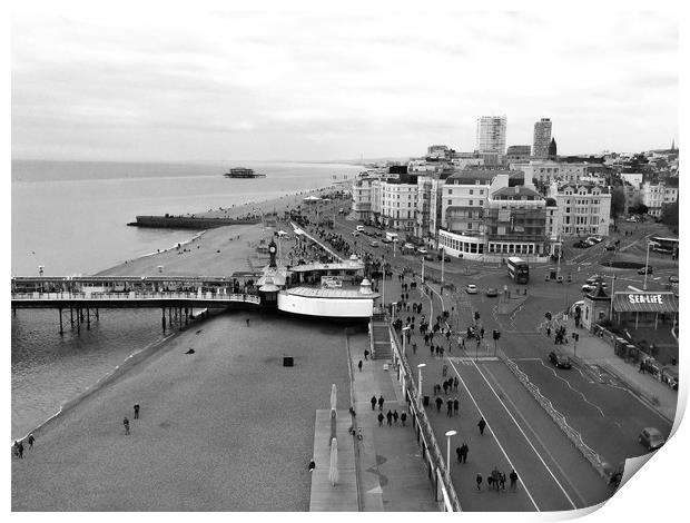 Brighton seafront From Above  Print by Beryl Curran