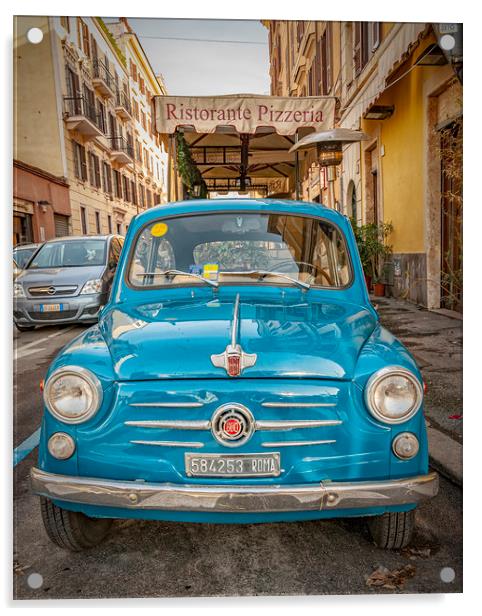 Classic Fiat 600 in Rome Acrylic by Antony McAulay