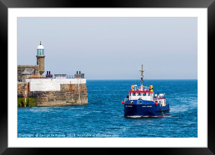 The "Sark Venture" returning to St Peter Port Framed Mounted Print by George de Putron