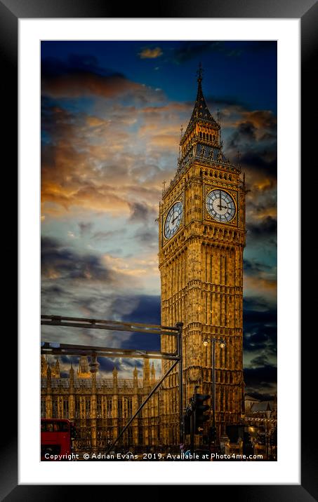Big Ben London City Framed Mounted Print by Adrian Evans