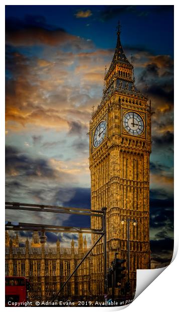 Big Ben London City Print by Adrian Evans